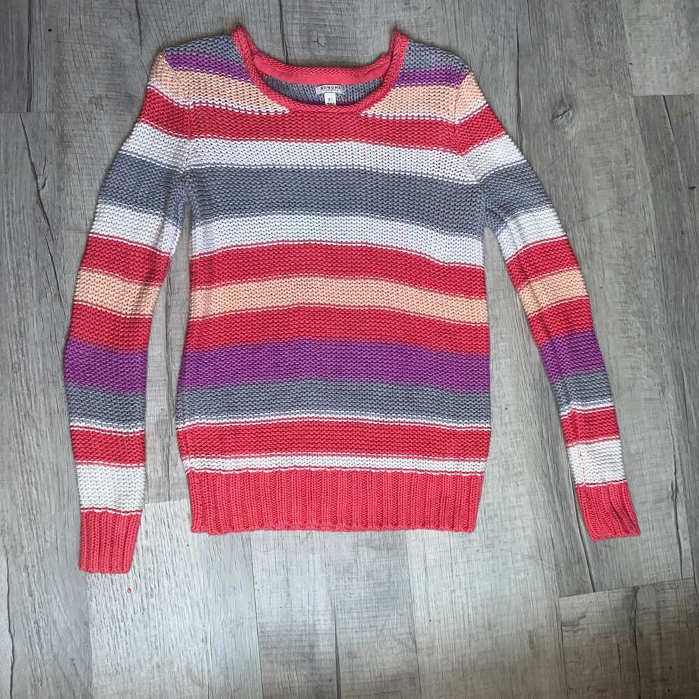 Sonoma Women's Striped Pullover Crewneck Sweater